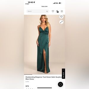 Lulu's Green Plunge Maxi Dress with Slit